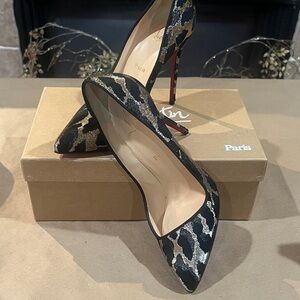 Christian Louboutin Black metallic Gold, Silver Heels